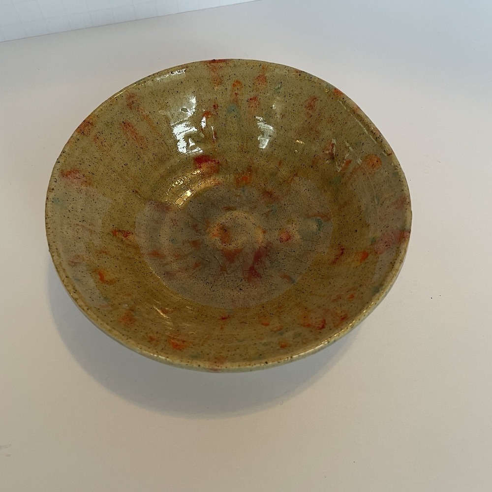 Handmade Art Pottery, Bowl, Rare, Unique, 5.5"x 1.75" Multi Color Decorative